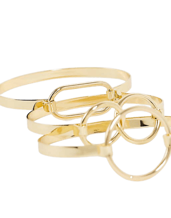 Pieces 3 pack bangles with circle clasps in gold | ASOS