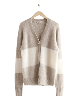 Color Block Knit Cardigan - White/Grey - Cardigans - & Other Stories US