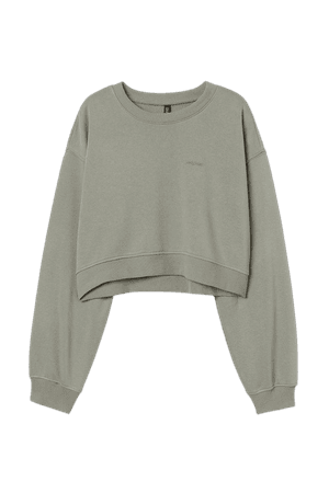 Crop Sweatshirt - Light khaki green - Ladies | H&M US