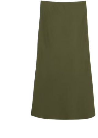 Khaki midi skirt with linen | River Island