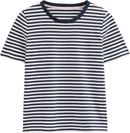 Pure Cotton Crew T-shirt - Ivory, Navy | Boden US