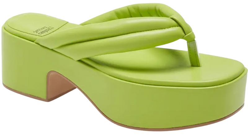 green flip flop sandals shoes