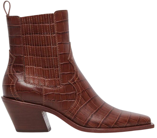 Senna Booties Walnut Embossed Leather | Women's Leather Cowboy Boots – Dolce Vita