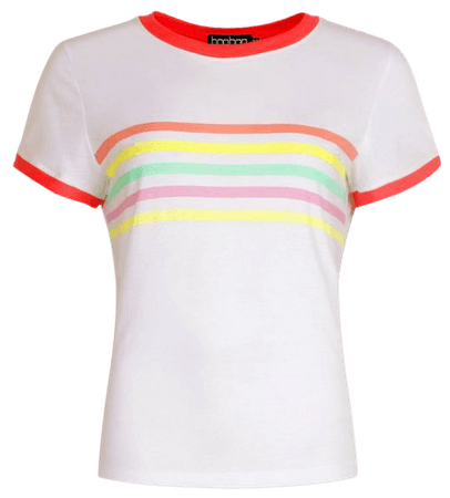 Rainbow Stripe Ringer T shirt | boohoo
