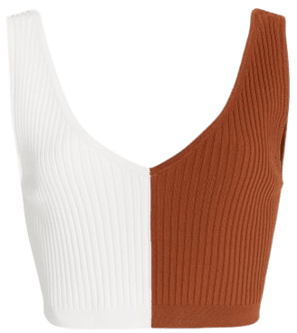 Hana Colorblock Ribbed-Knit Crop Top By Staud | Moda Operandi