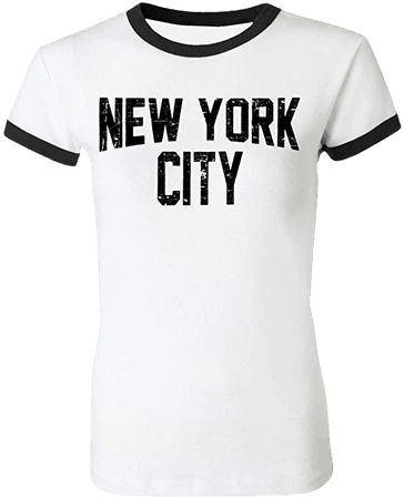 Amazon.com: Ladies New York City Ringer Shirt Distressed Retro Design Tee Black White (White/Black Ringer, XL) : Clothing, Shoes & Jewelry