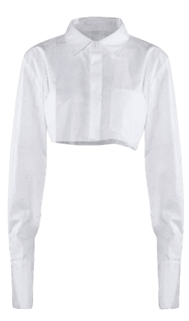 white crop button shirt