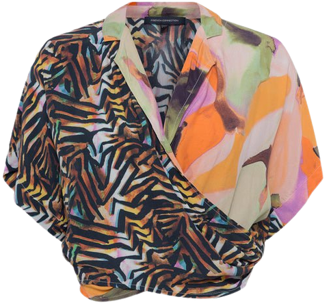 Isadora Delphine Wrap Shirt Beeswax Multi– French Connection US