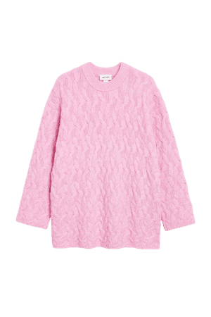 Pink oversized cable knit sweater - Bubblegum pink - Monki WW