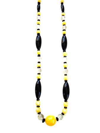 yellow and black beads necklace long - Google Search