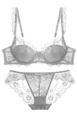 Silver lace lingerie set