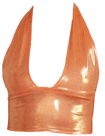 metallic orange halter top