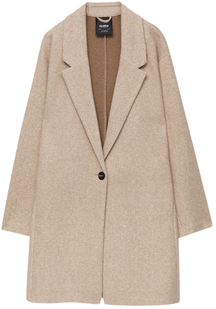 Felt texture coat with button - pull&bear