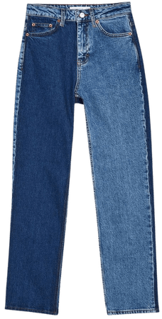 Blue Colour Block Straight Leg Jeans | Topshop