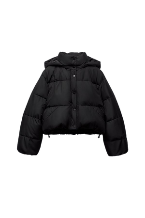 WATER AND WIND PROTECTION CROPPED PUFFER JACKET - Black | ZARA United States