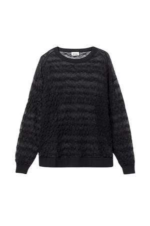 Silva Oversized Sheer Sweater - Black - Weekday WW