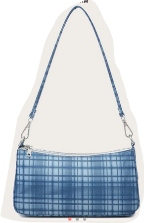 blue plaid baguette bag