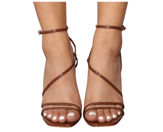brown strappy heel