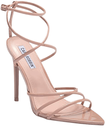 Amazon.com | Cr Cape Robbin ADA Nude Super Strappy Pointy Open Toe Ankle Strap Stiletto Heel (7.5) | Sandals