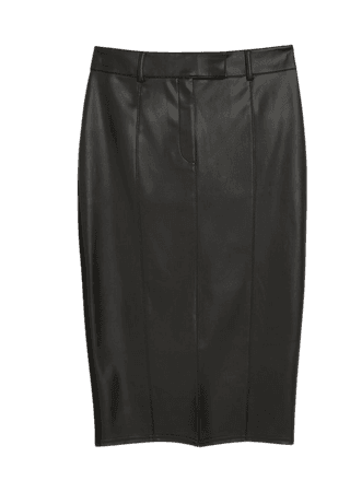 Black faux leather pencil skirt | River Island
