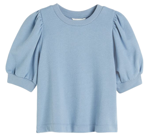 Puff-sleeved Top - Dusty blue - Ladies | H&M US