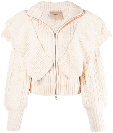TWINSET Ruffled Knitted Zipped Cardigan - Farfetch
