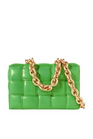 Green Cassette chain-embellished padded intrecciato leather shoulder bag | Bottega Veneta | NET-A-PORTER