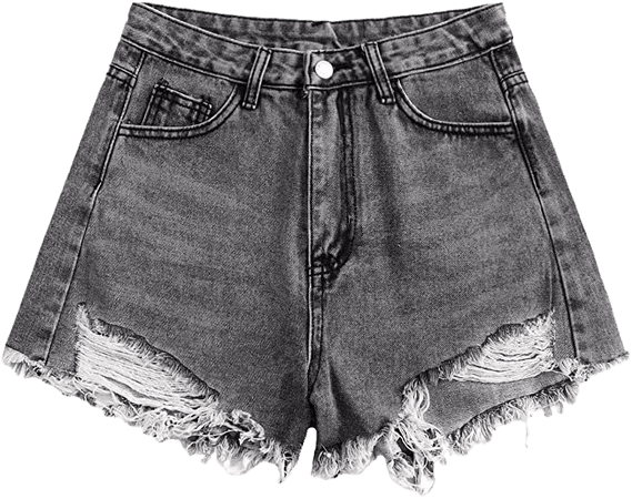 SheIn Women's Distressed High Waisted Jeans Shorts Ripped Raw Hem Denim Shorts with Pockets : Clothing, Shoes & Jewelry