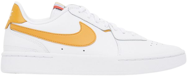 White and Yellow Leather Court Blanc Sneakers