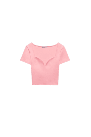 SWEETHEART NECKLINE TOP - Pink | ZARA United States
