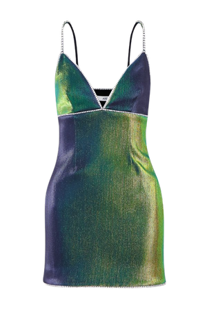 Green Crystal-embellished Lurex mini dress | AREA | NET-A-PORTER