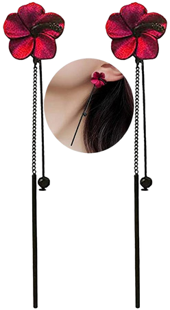Amazon.com: Trendy Red Green Poppy Flower Black Long Line Bar Tassel Earrings for Women Charm Drop Dangle Earring Jewelry (Red): Clothing, Shoes & Jewelry