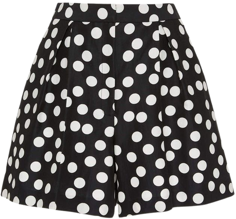 Carolina Herrera Polka-Dot Cotton-Silk Blend High-Waisted Shorts Size: