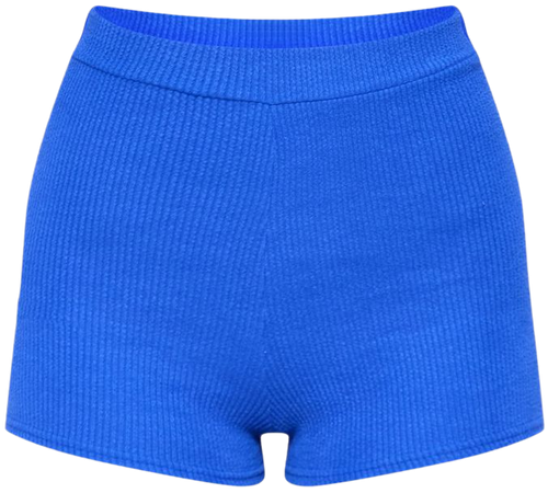 Bright Blue Crinkle Rib Hotpants | Co-Ords | PrettyLittleThing CA