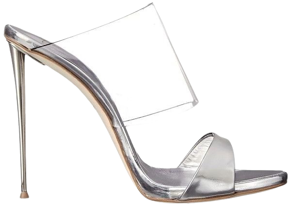 silver sheer mules shoes