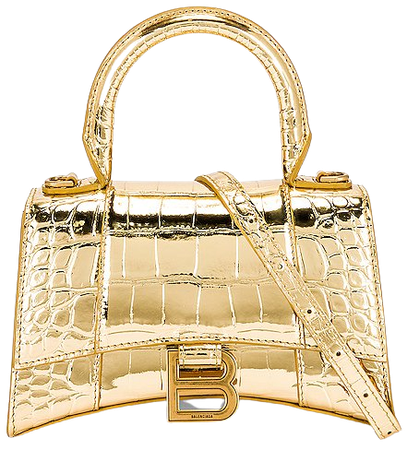 Balenciaga XS Hourglass Top Handle Bag in Gold | FWRD