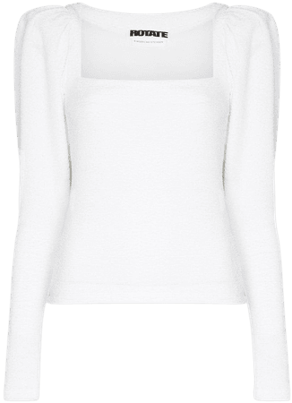 Shop white ROTATE Stevie square-neck long-sleeve top with Express Delivery - Farfetch