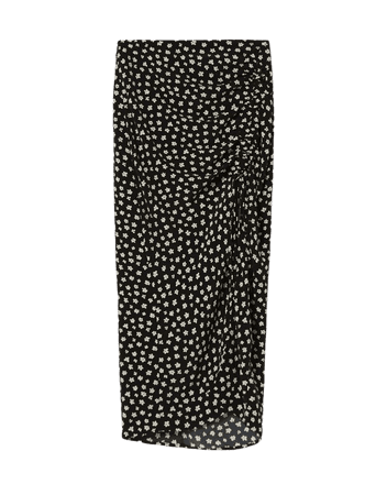 Floral print midi skirt with side gathering - Skirts - Woman | Bershka
