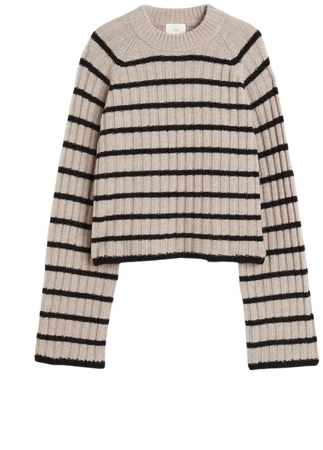 Rib-knit Sweater - Taupe/striped - Ladies | H&M US