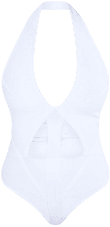 White Bandage Halterneck Bodysuit | PrettyLittleThing USA