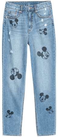 Slim Mom Jeans - Denim blue/Mickey Mouse - Ladies | H&M US
