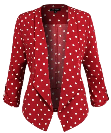 MICHEL Red & White Polka Dot Three-Quarter Sleeve Blazer - Women | Zulily