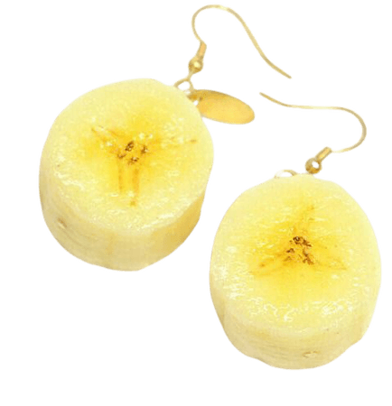 yellow filler aesthetic cute food banana earrings