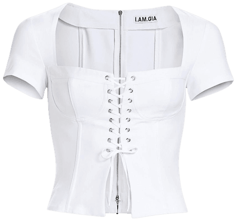 I.AM.GIA White Evita Lace Up Corset Top