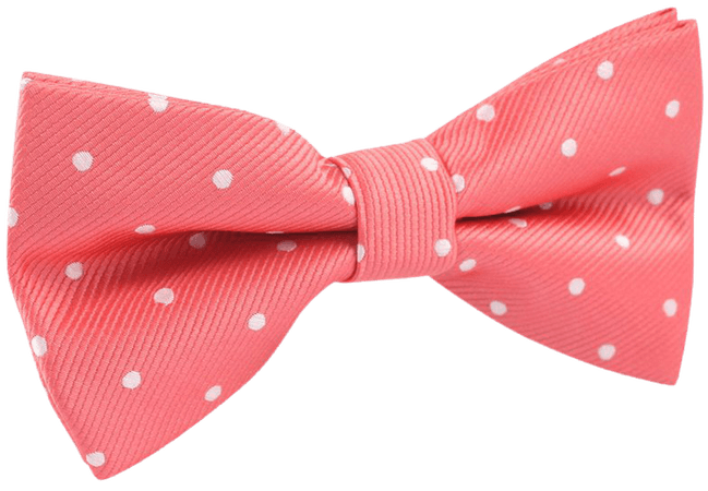 Coral Pink with White Polka Dots Bow Tie | Men Bowtie Bowties Mens Ties Australia | OTAA