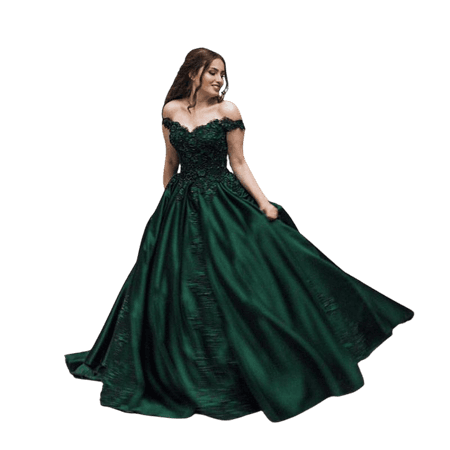 Gorgeous Lace Flower Beaded V-neck Emerald Green Prom Dress Ball Gowns