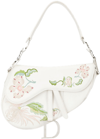 White Christian Dior pre-owned embroidered Saddle bag 01RU0095 - Farfetch