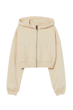Short Hooded Sweatshirt Jacket - Light beige - Ladies | H&M US