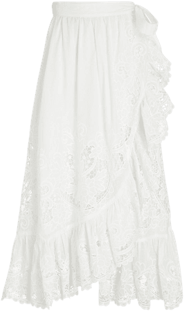 Zimmermann Lulu Lace Wrap Midi Skirt | INTERMIX®