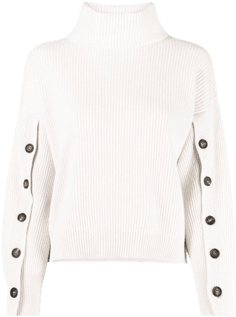 Brunello Cucinelli buttoned-sleeve turtleneck jumper